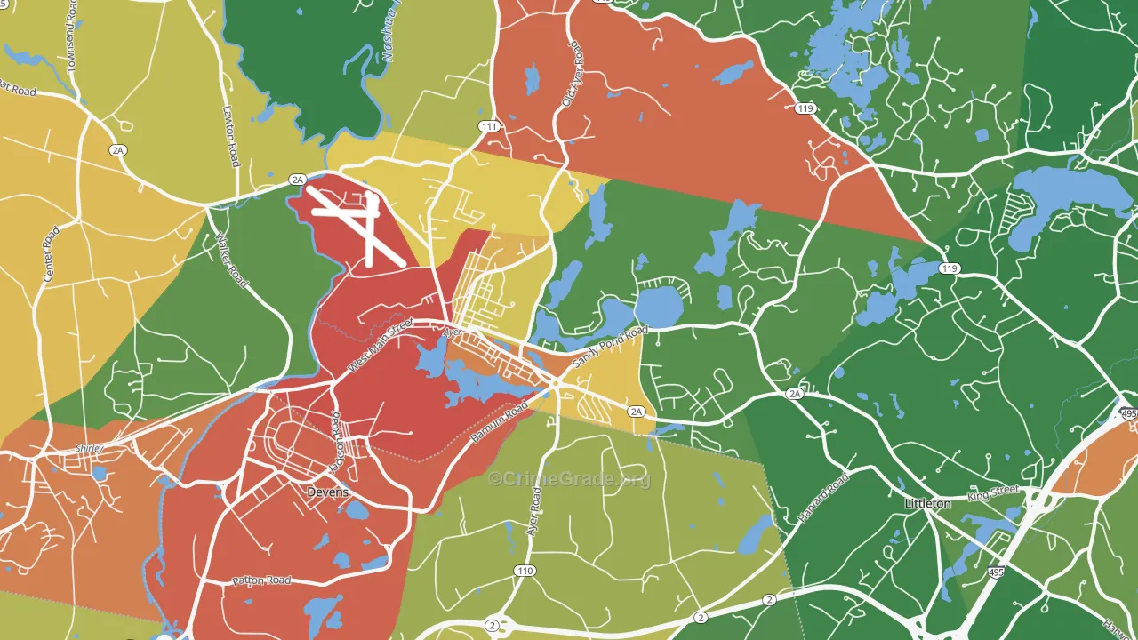 Ayer, MA Map of Theft Rates