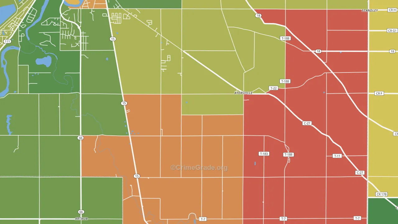 Ayersville, OH Map of Theft Rates