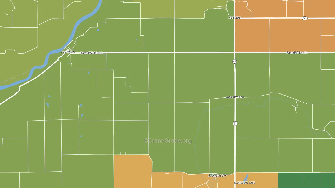 Aylesworth, IN Map of Theft Rates