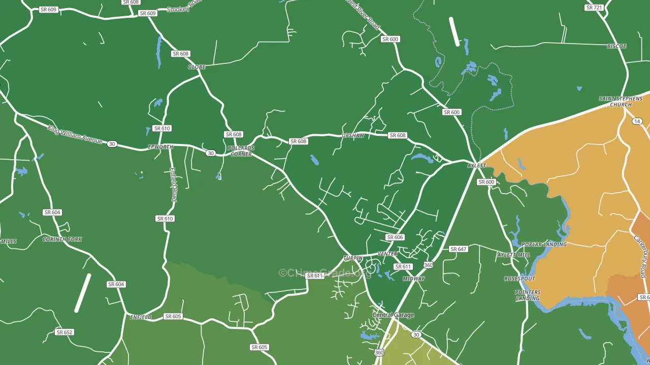 Aylett, VA Map of Theft Rates