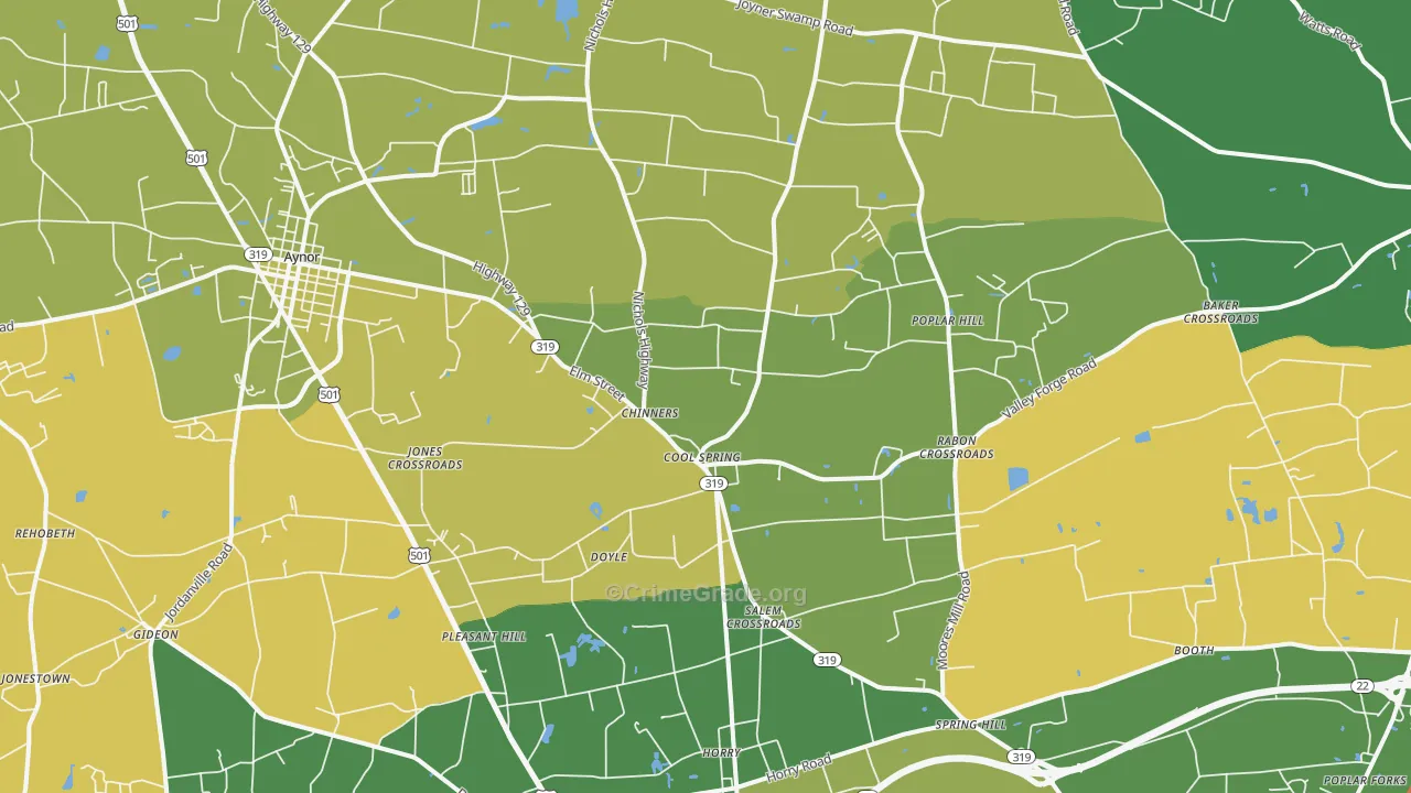 Aynor, SC Map of Theft Rates