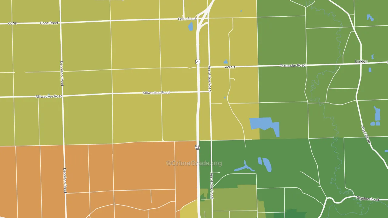 Azalia, MI Map of Theft Rates