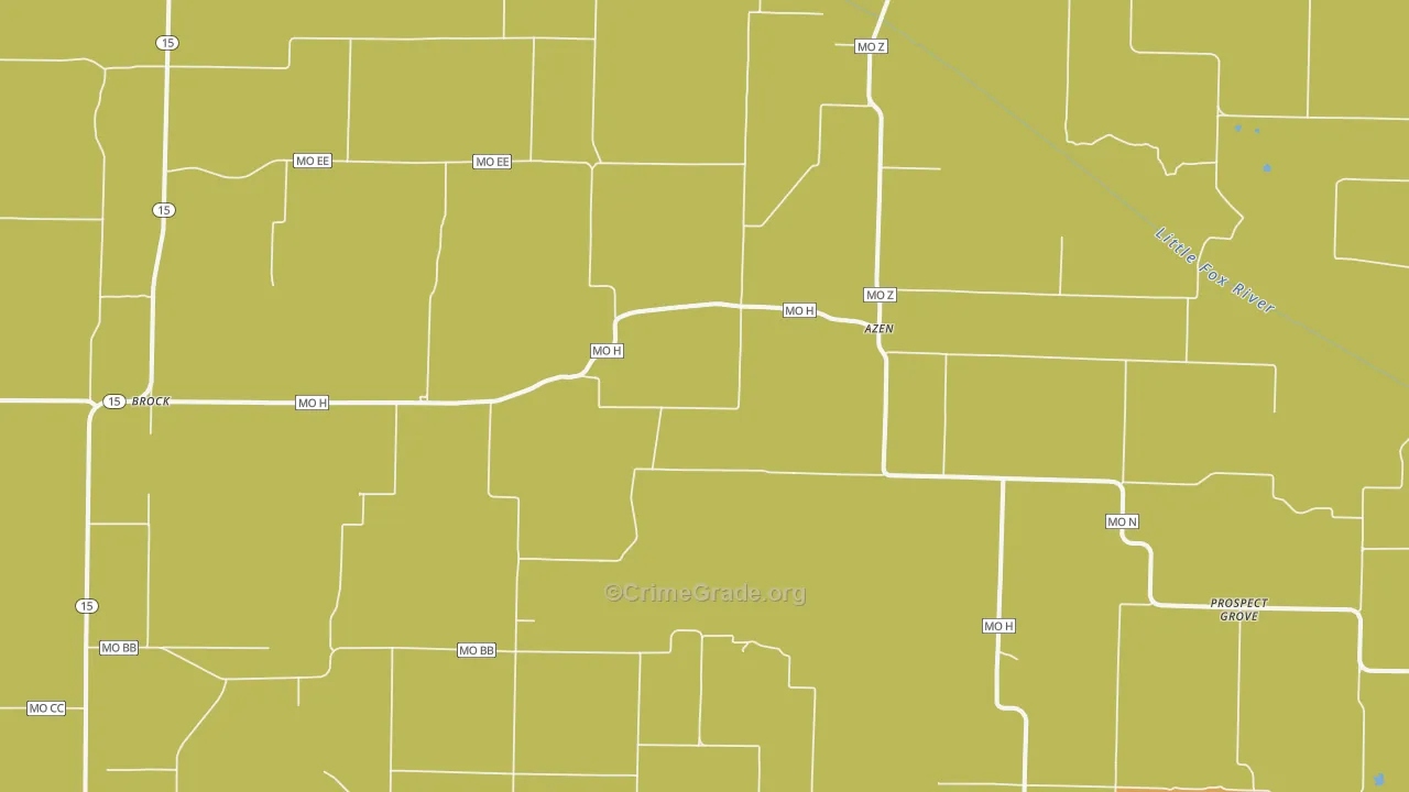 Azen, MO Map of Theft Rates