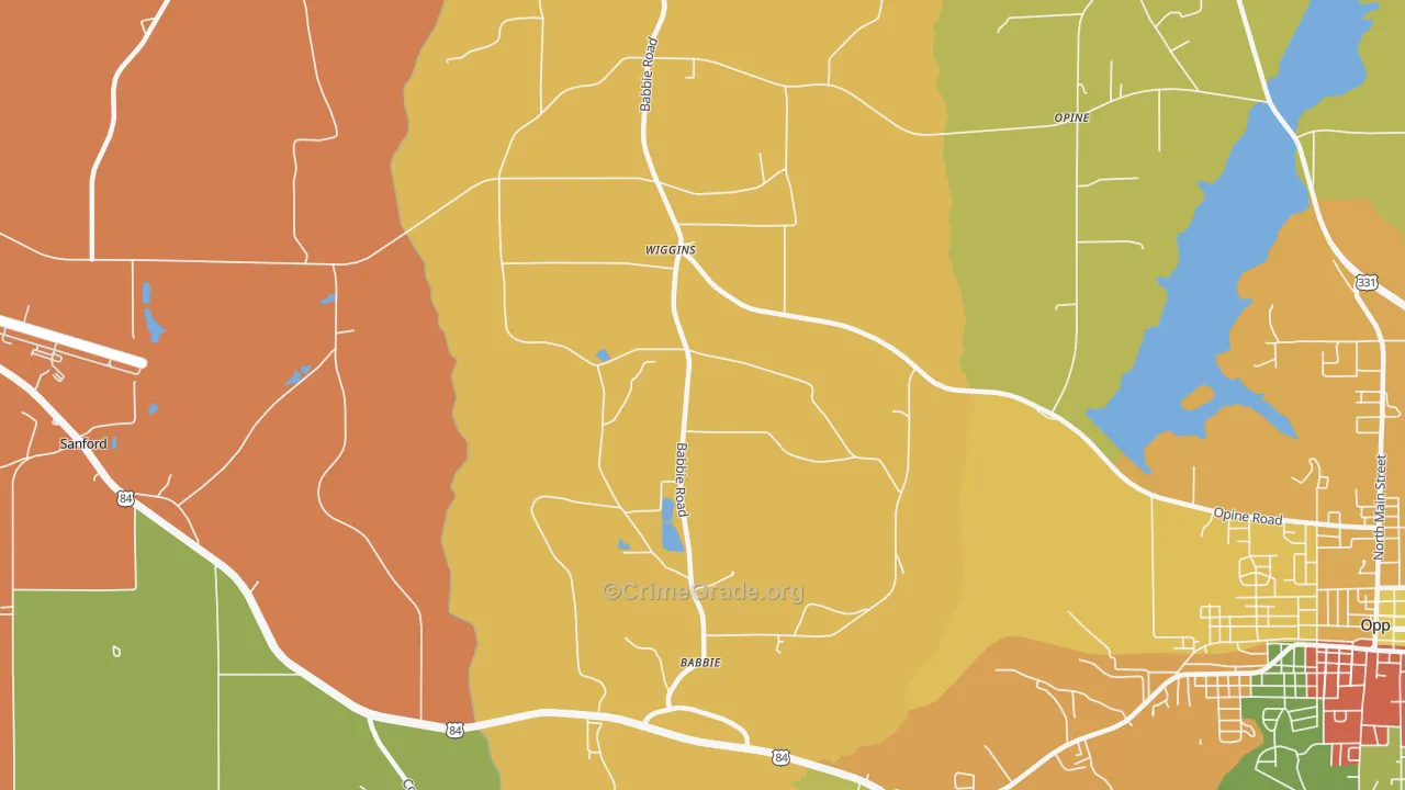 Babbie, AL Map of Theft Rates