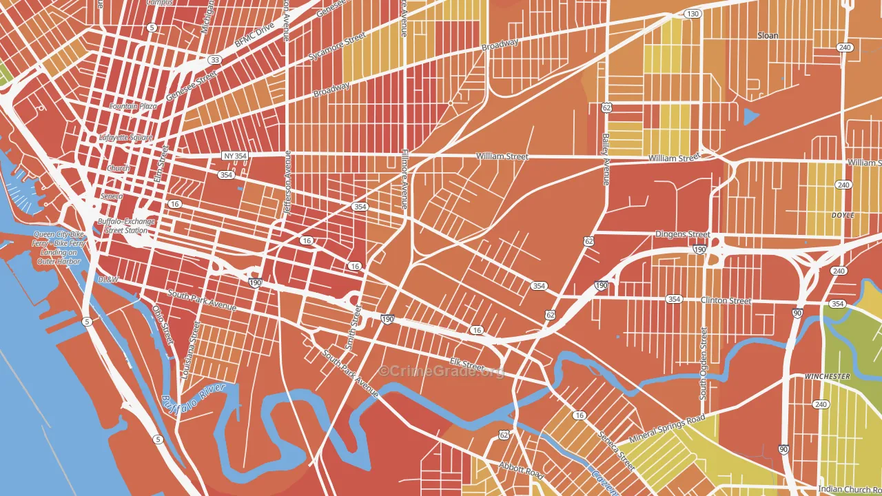 Babcock, Buffalo, NY Map of Theft Rates
