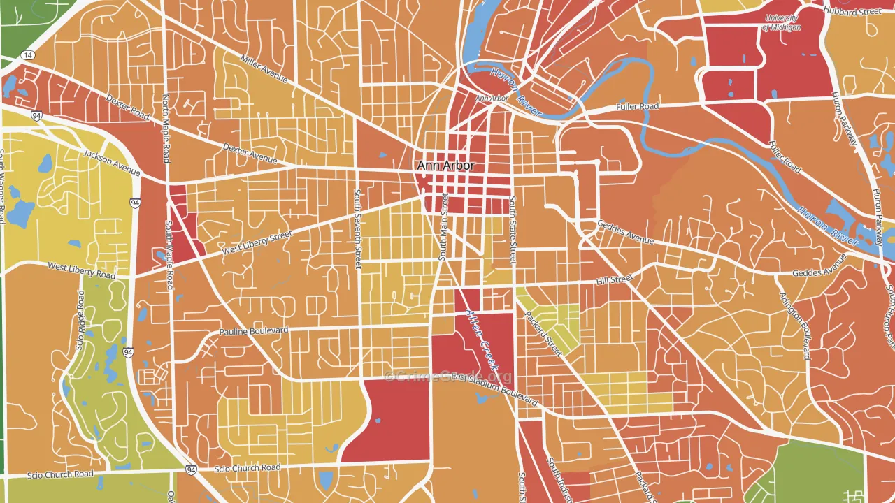 Bach, Ann Arbor, MI Map of Theft Rates