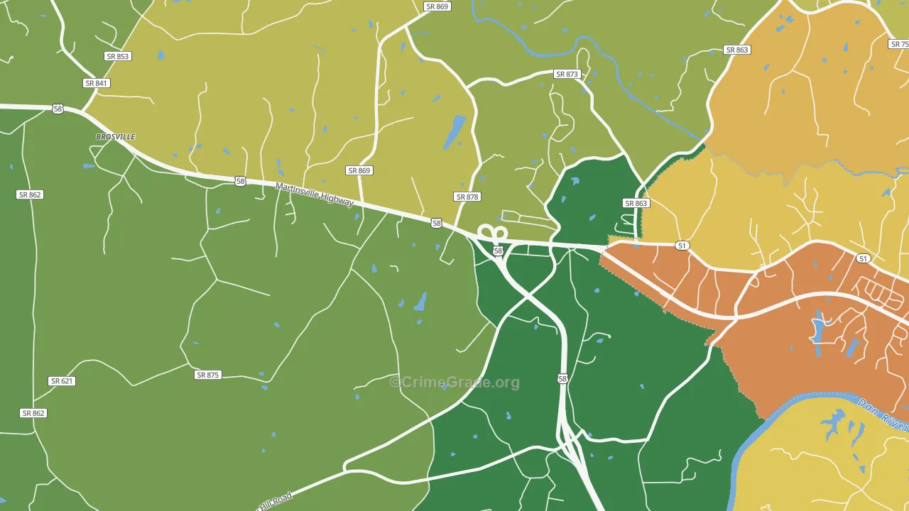 Bachelors Hall, VA Map of Theft Rates