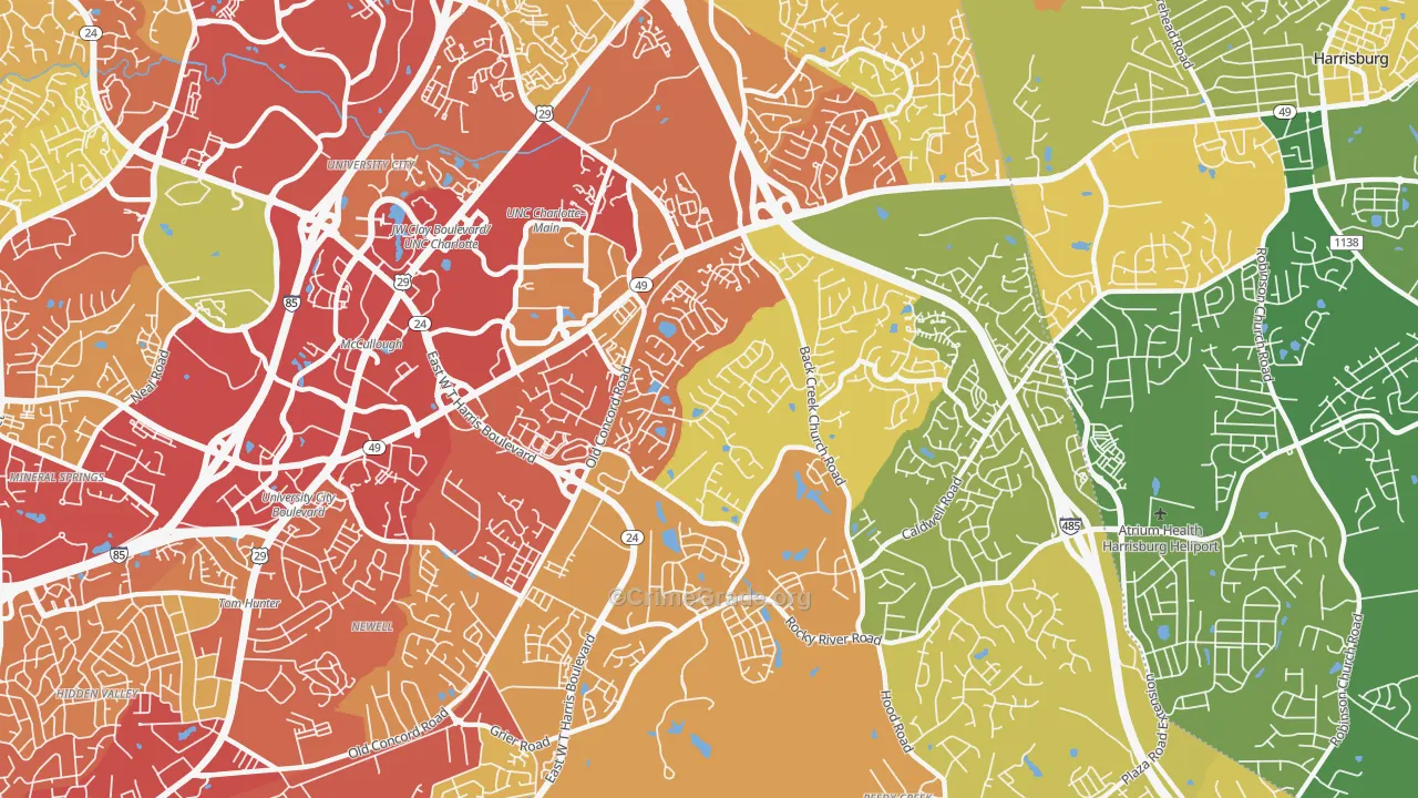 Back Creek Church Road, Charlotte, NC Map of Theft Rates