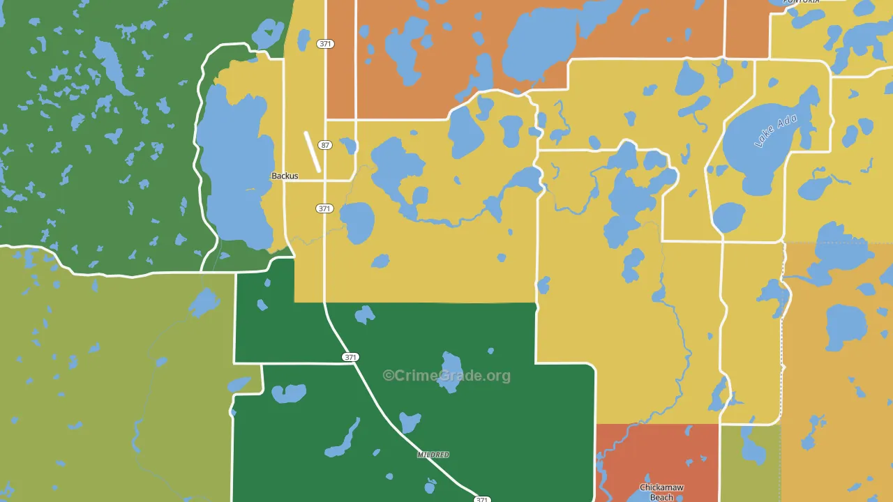 Backus, MN Map of Theft Rates