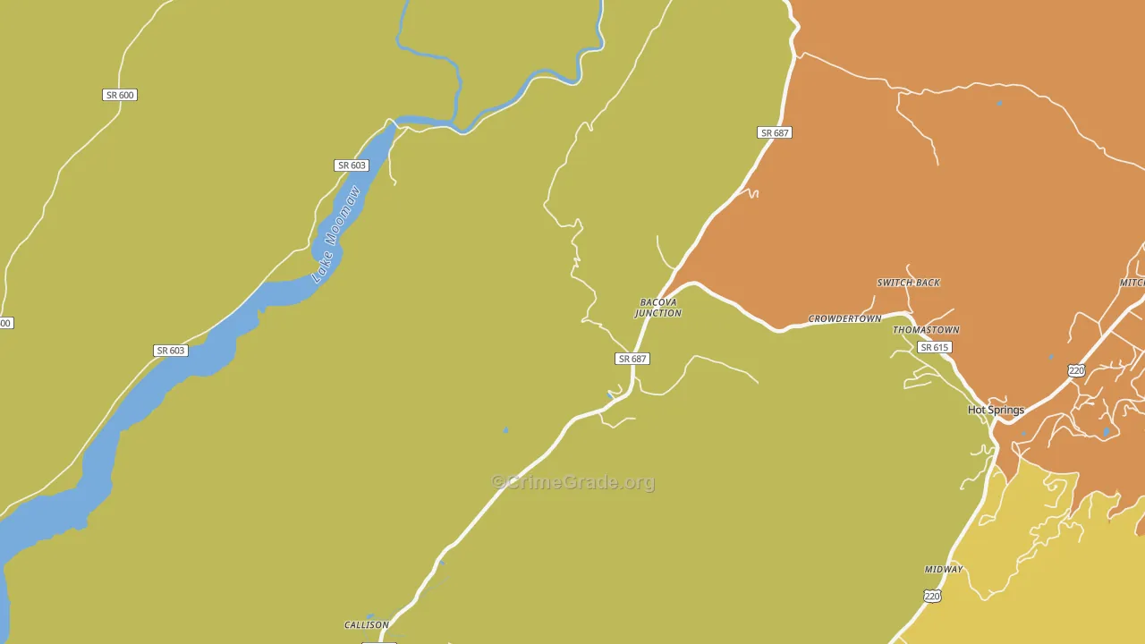 Bacova Junction, VA Map of Theft Rates