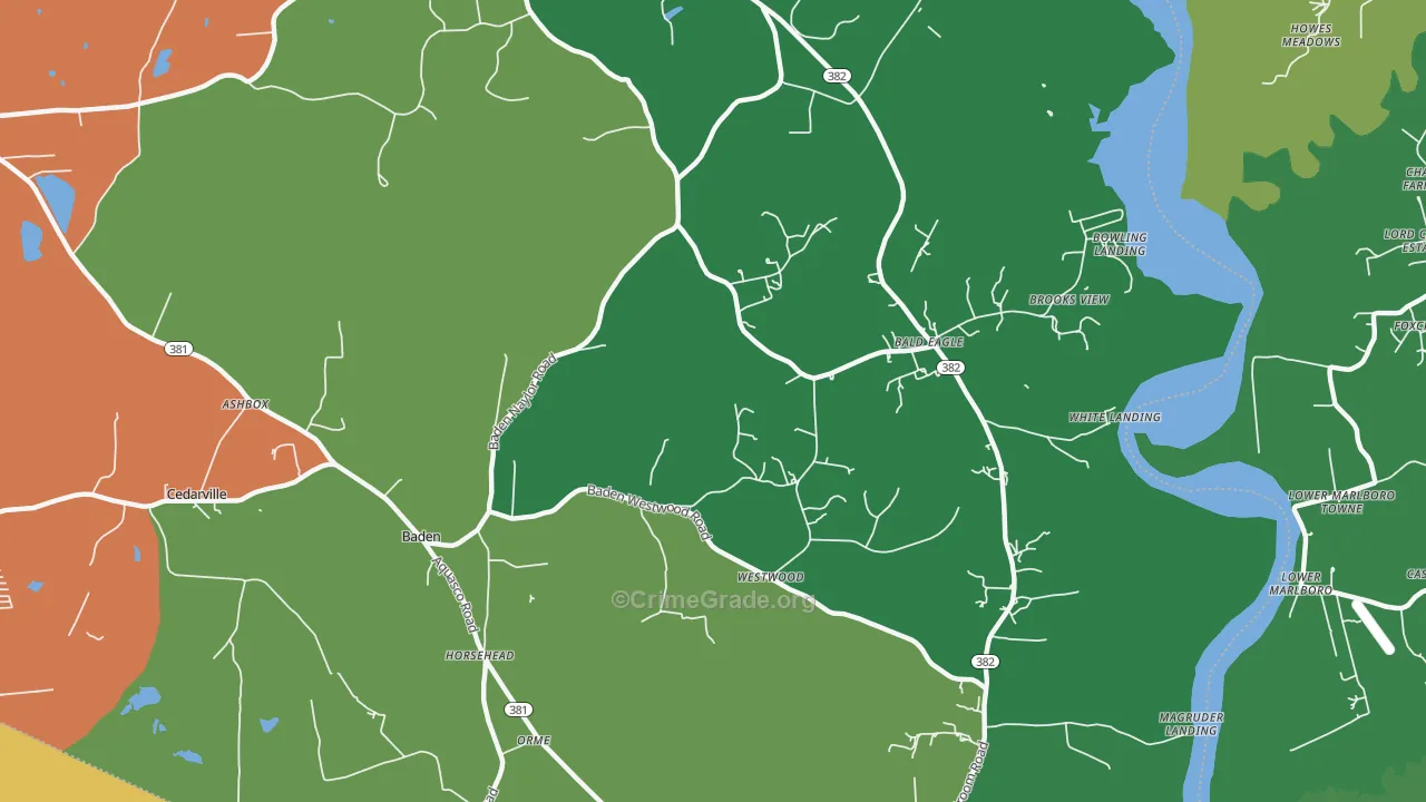 Baden, MD Map of Theft Rates