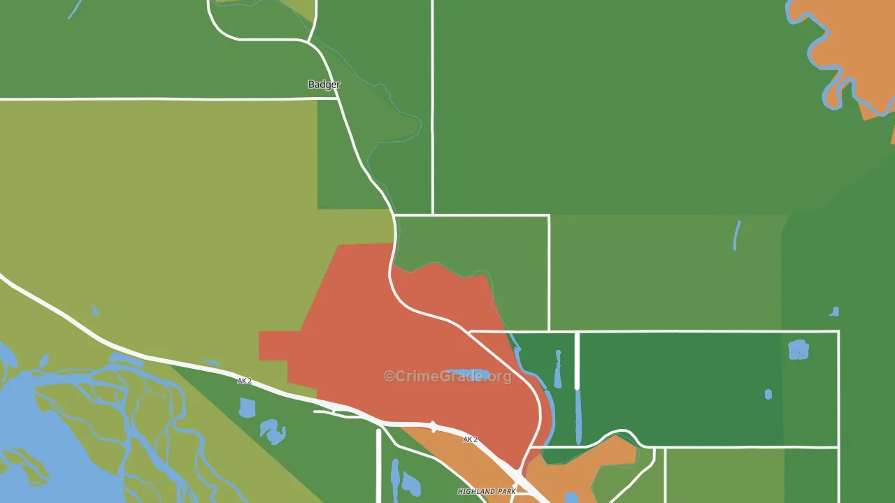 Badger, AK Map of Theft Rates