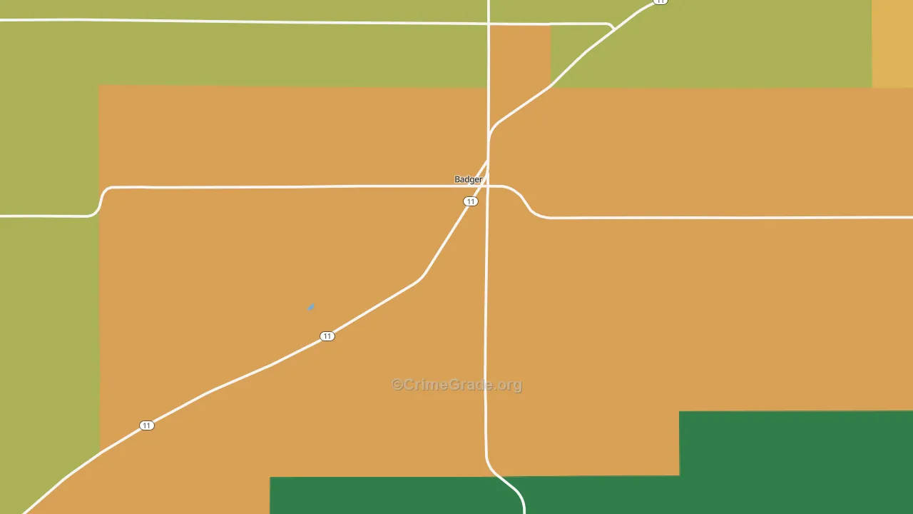 Badger, MN Map of Theft Rates
