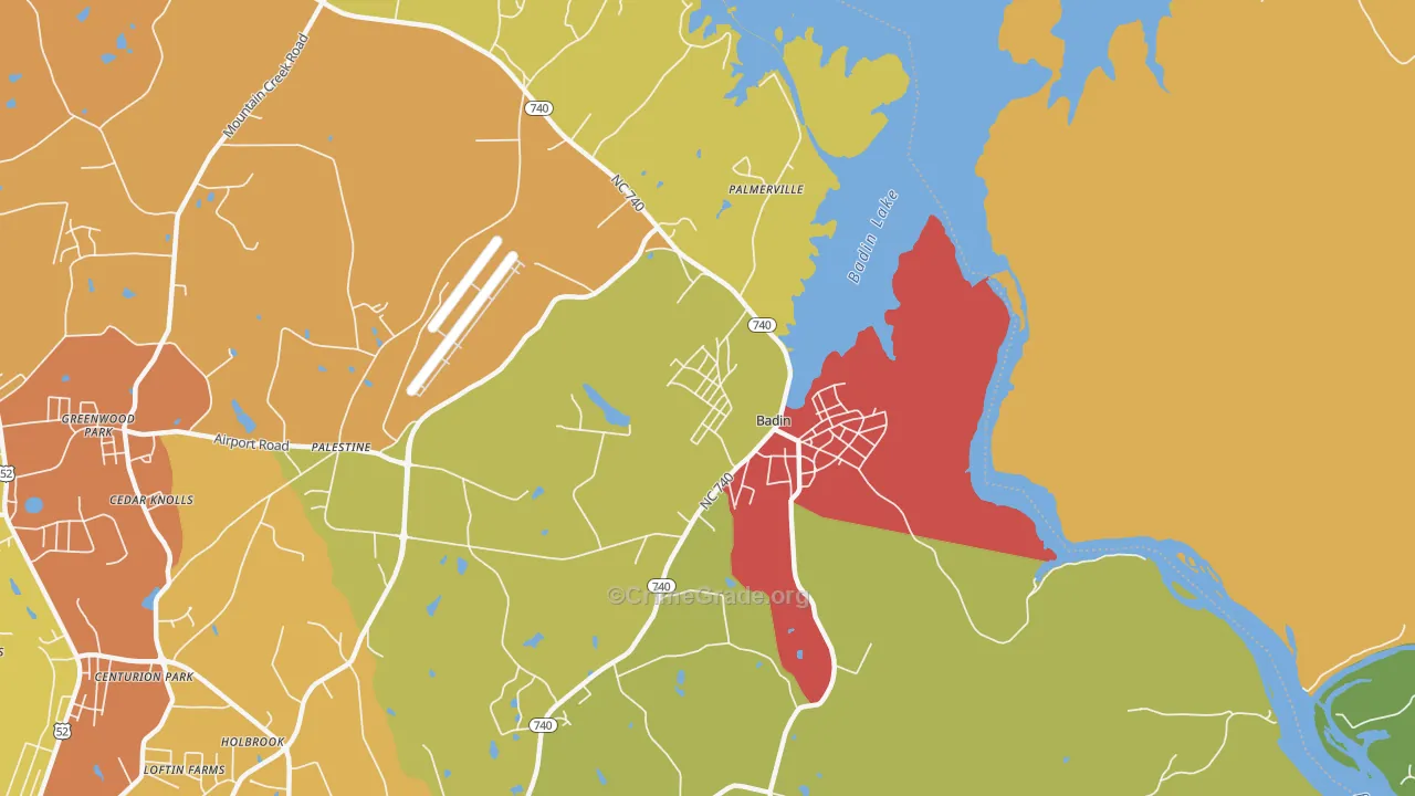 Badin, NC Map of Theft Rates