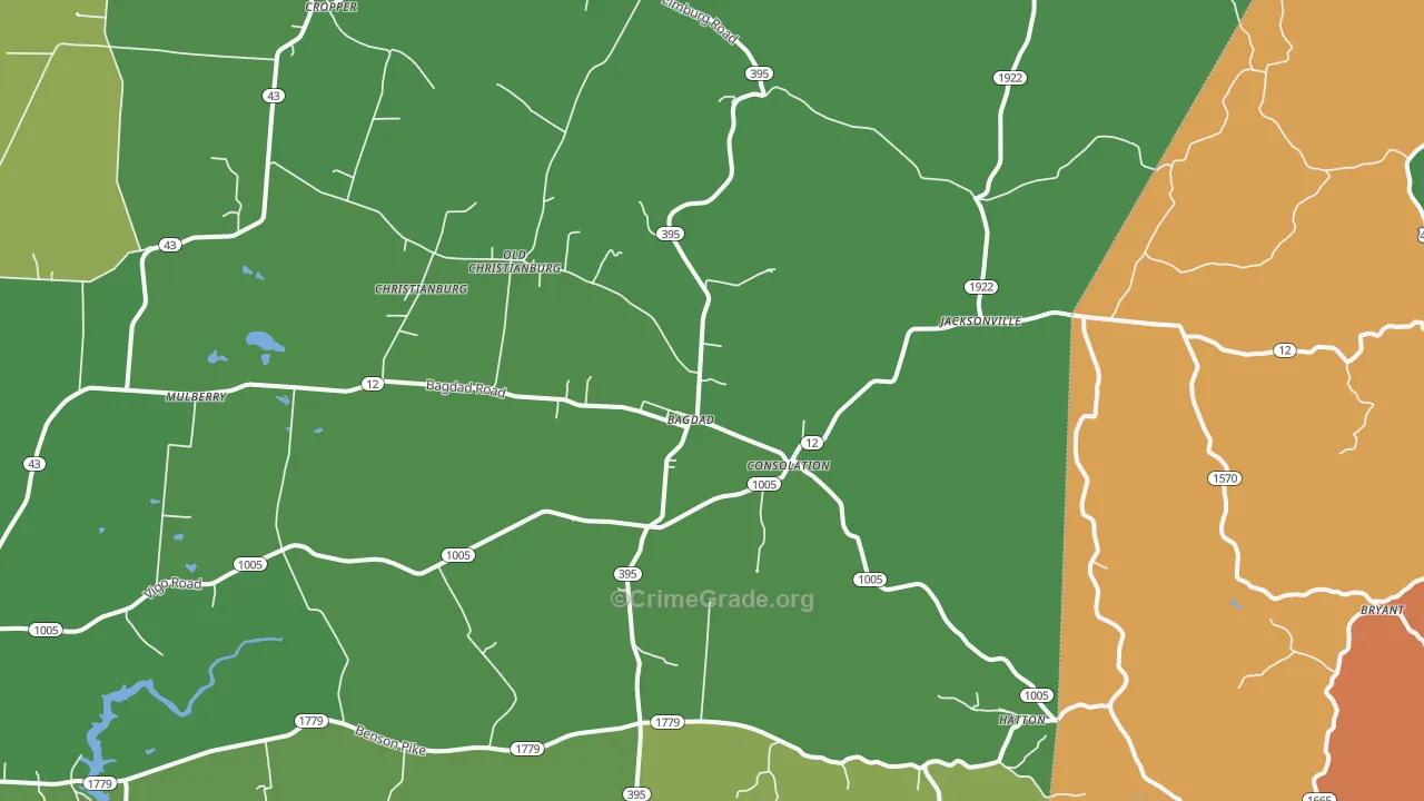 Bagdad, KY Map of Theft Rates