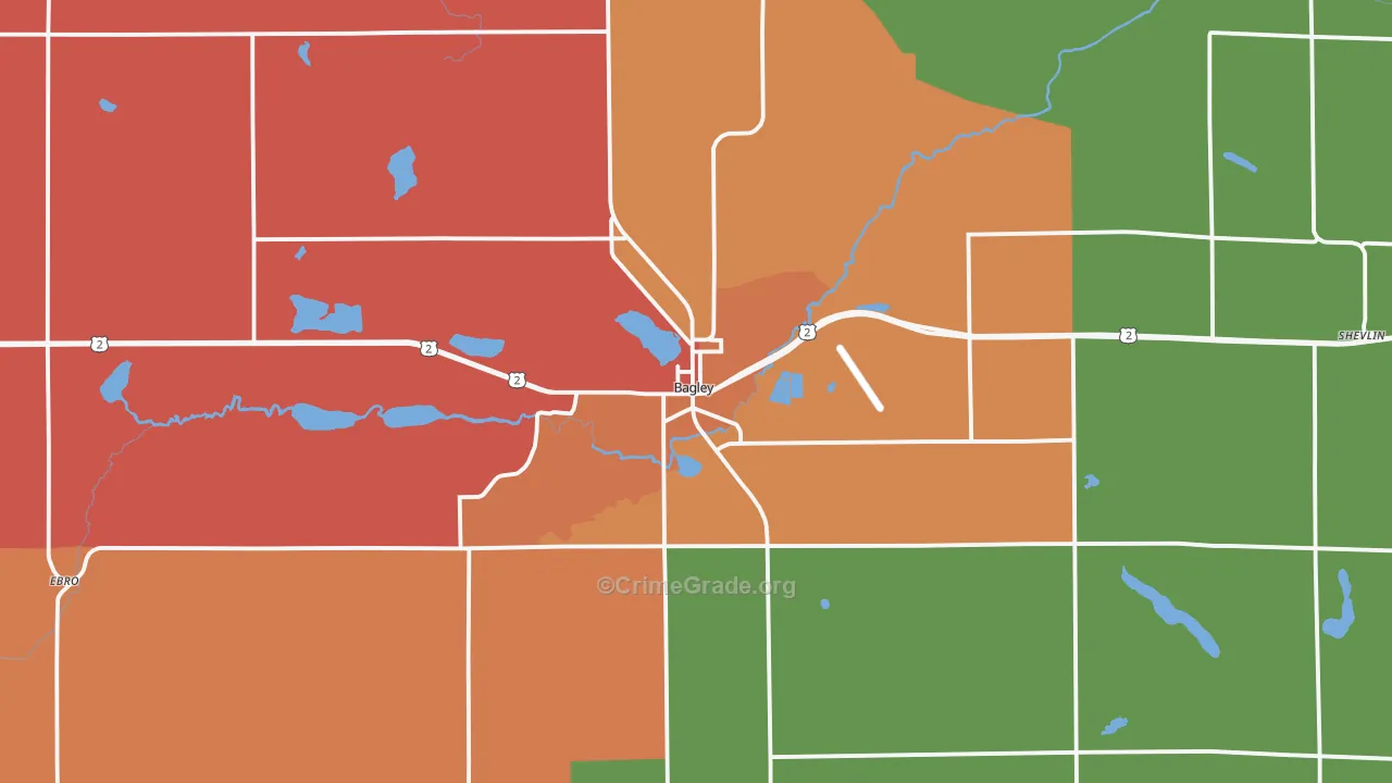 Bagley, MN Map of Theft Rates