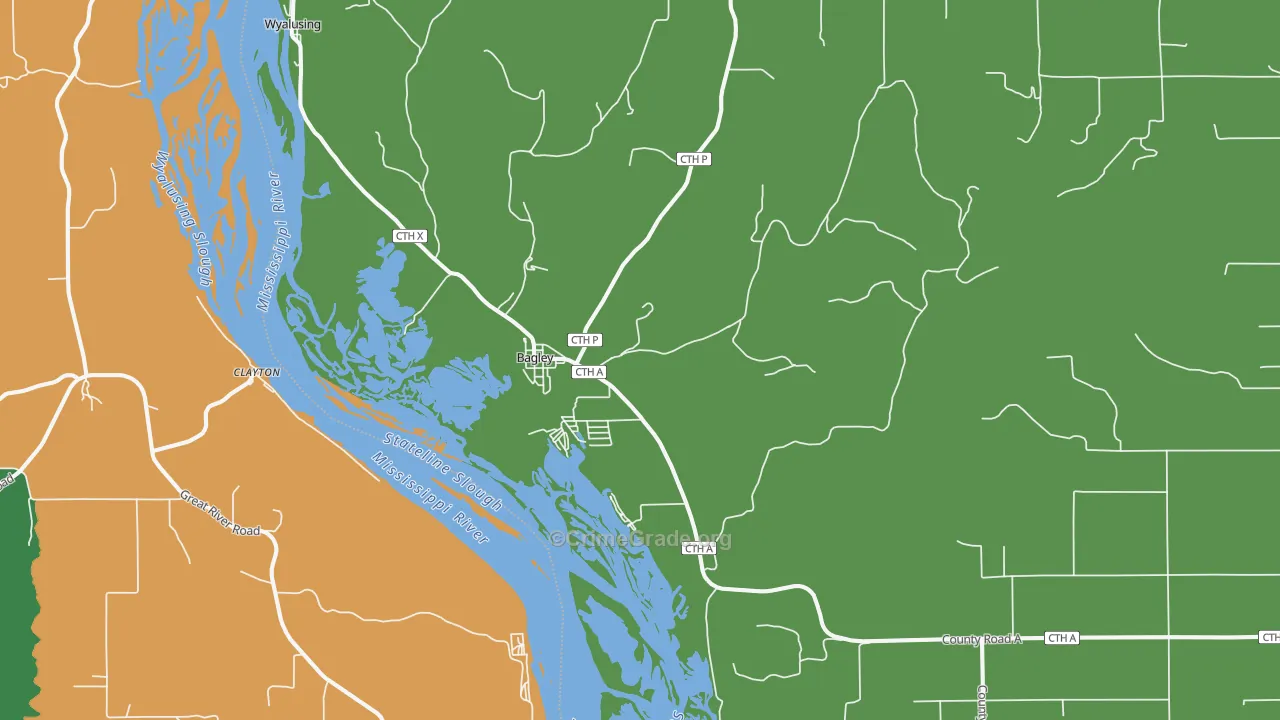 Bagley, WI Map of Theft Rates