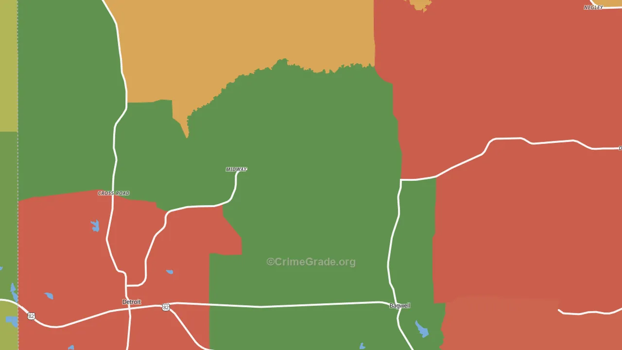 Bagwell, TX Map of Theft Rates