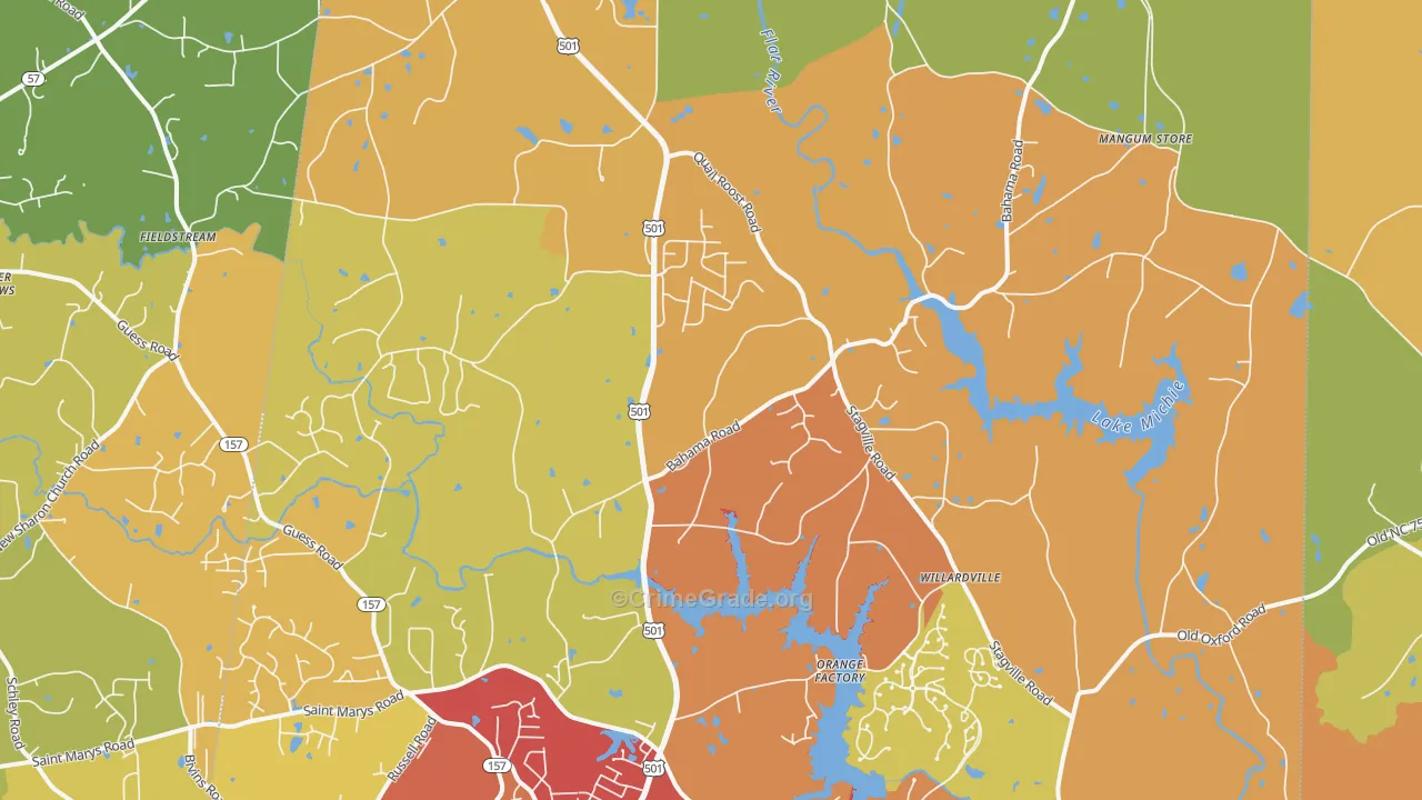 Bahama, NC Map of Theft Rates