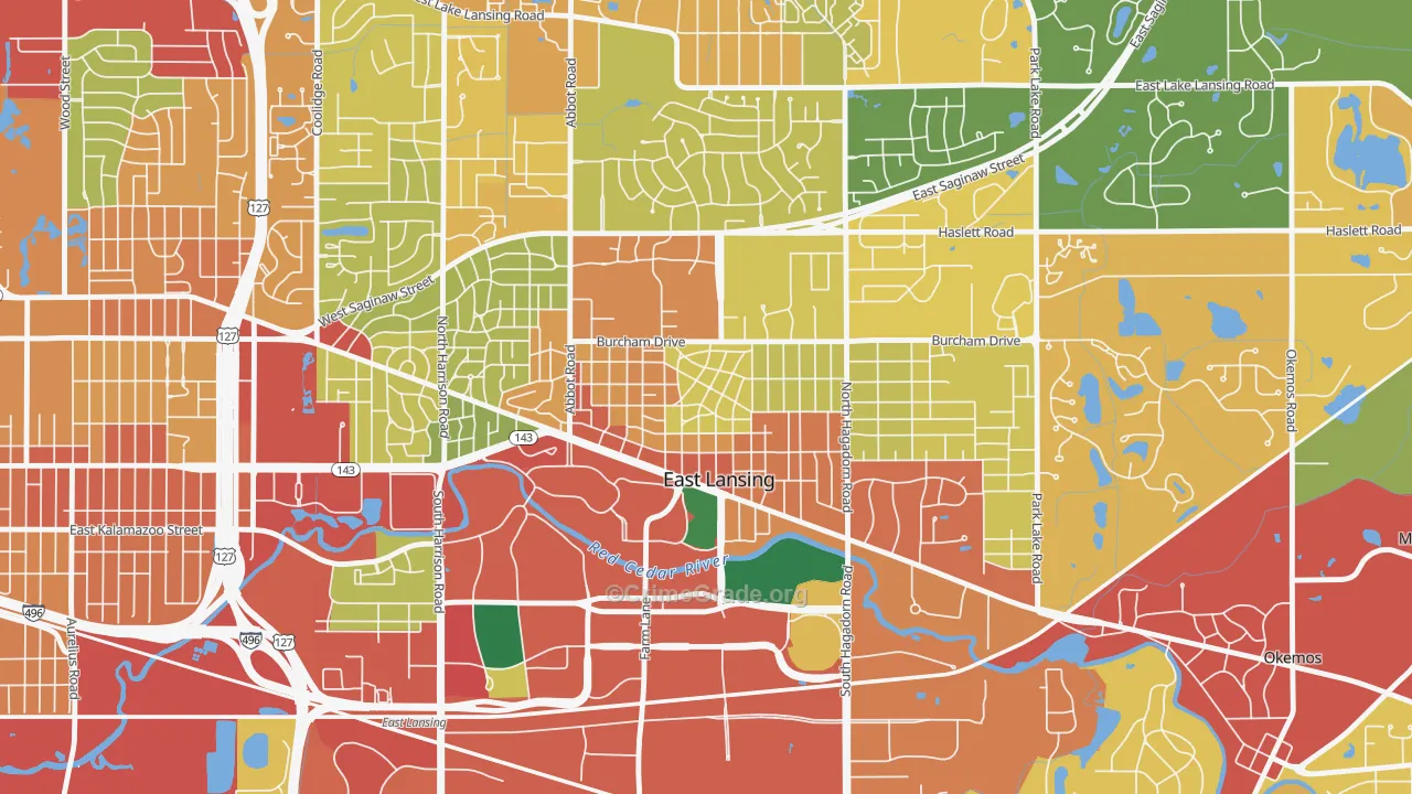 Bailey, East Lansing, MI Map of Theft Rates