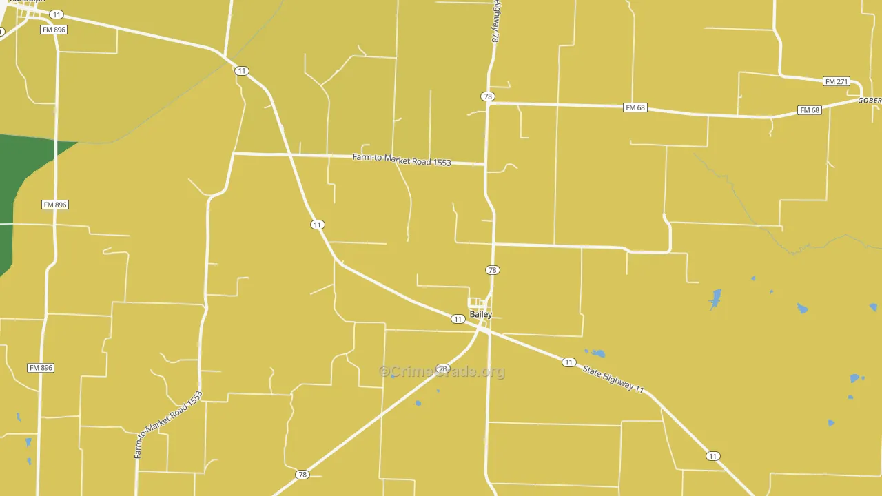 Bailey, TX Map of Theft Rates