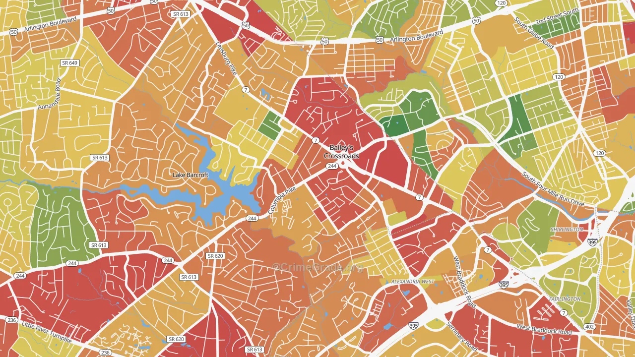 Bailey's Crossroads, Falls Church, VA Map of Theft Rates