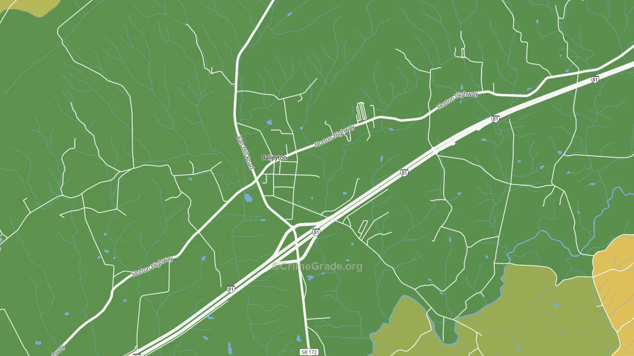 Baileyton, TN Map of Theft Rates
