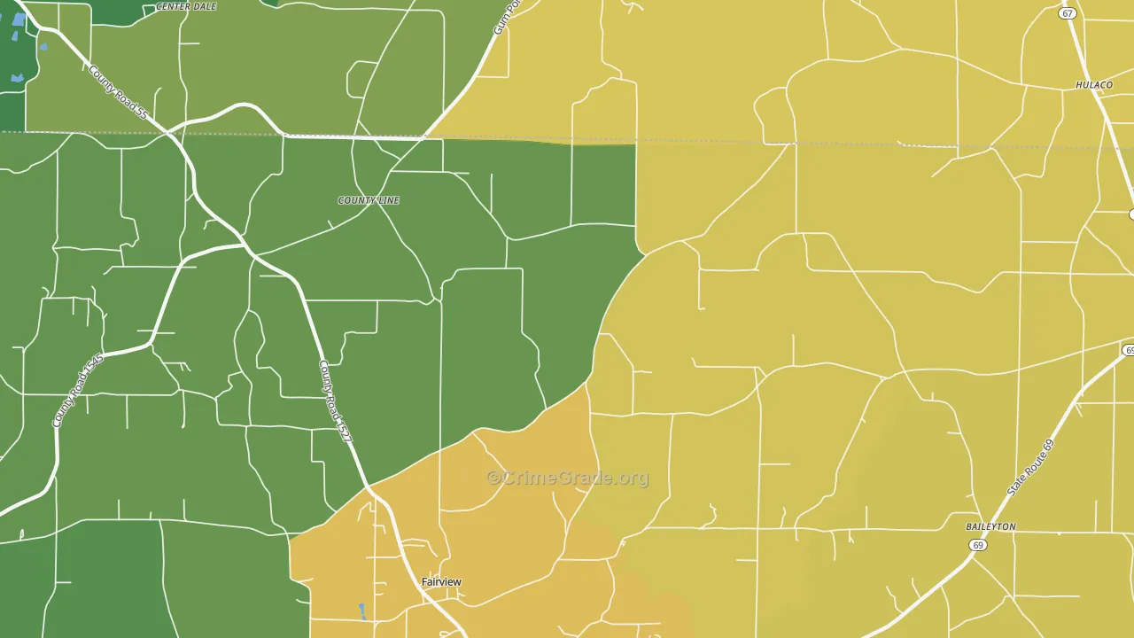 Baileytown, AL Map of Theft Rates
