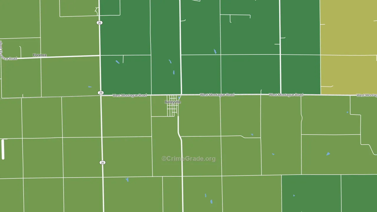 Baileyville, IL Map of Theft Rates
