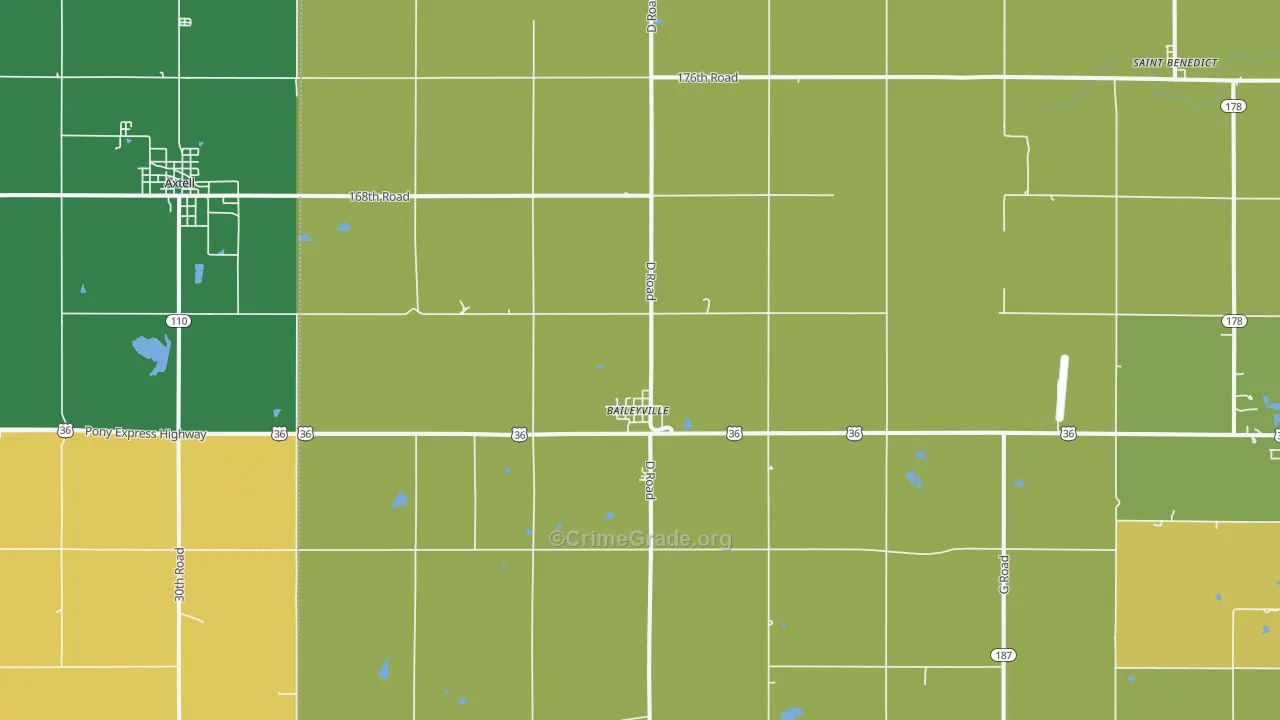 Baileyville, KS Map of Theft Rates