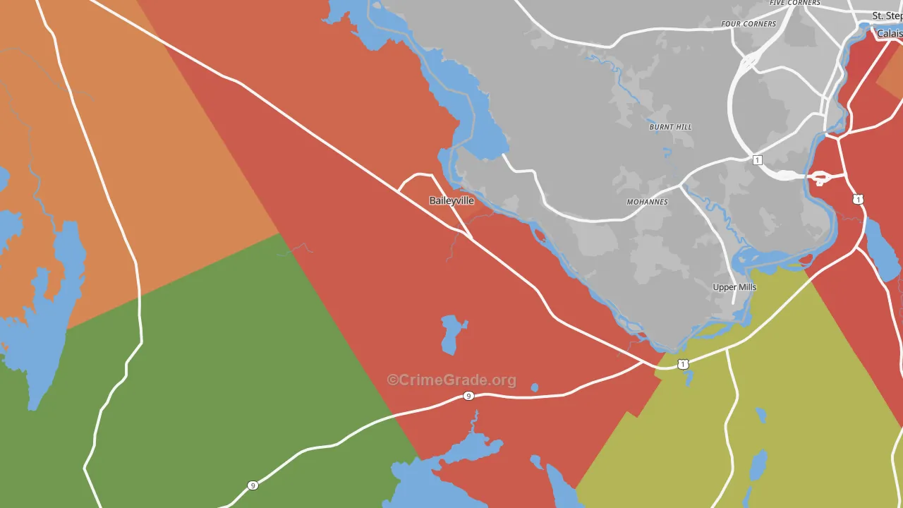 Baileyville, ME Map of Theft Rates