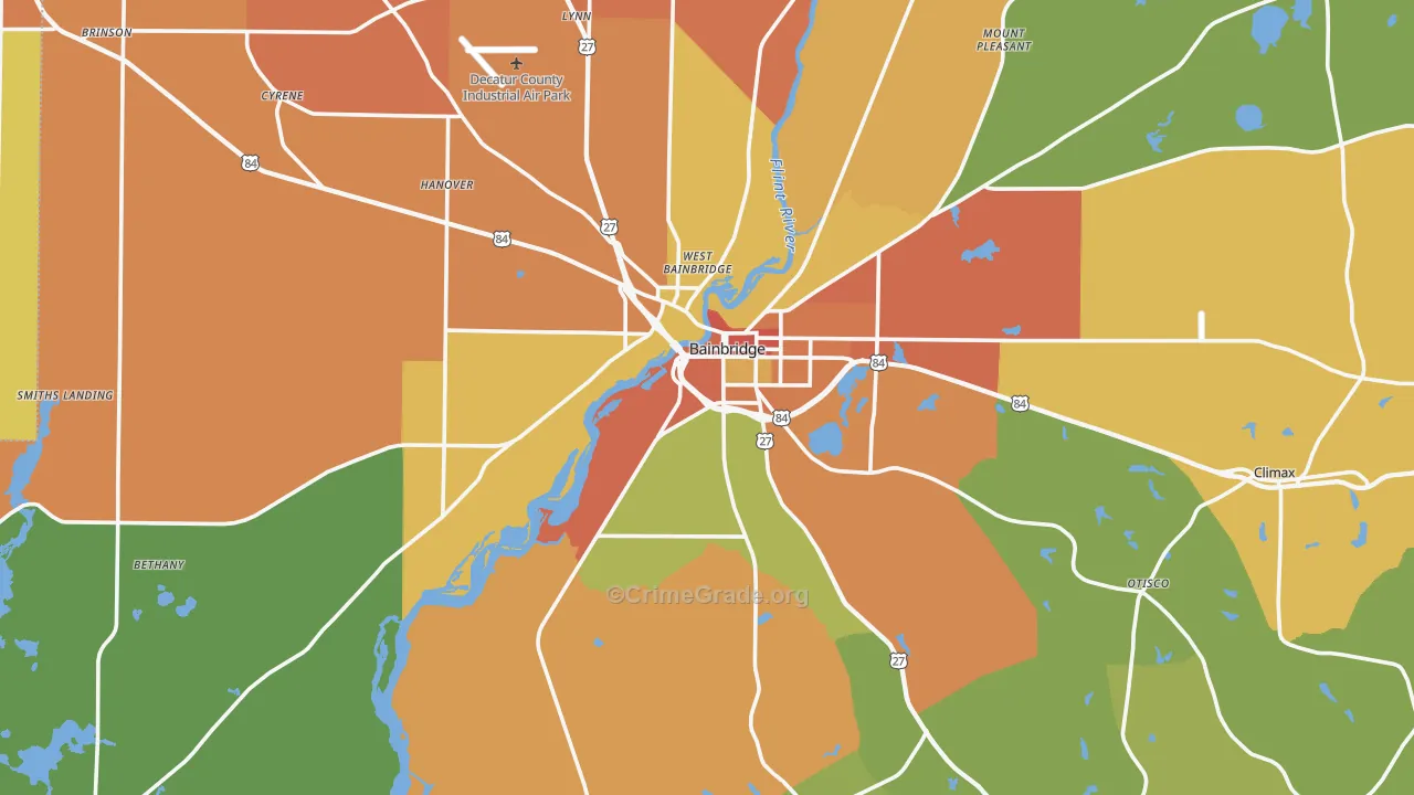 Bainbridge, GA Map of Theft Rates