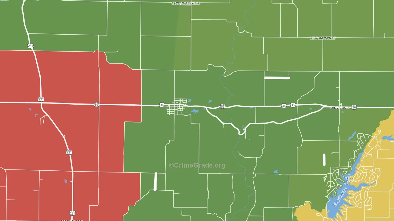 Bainbridge, IN Map of Theft Rates