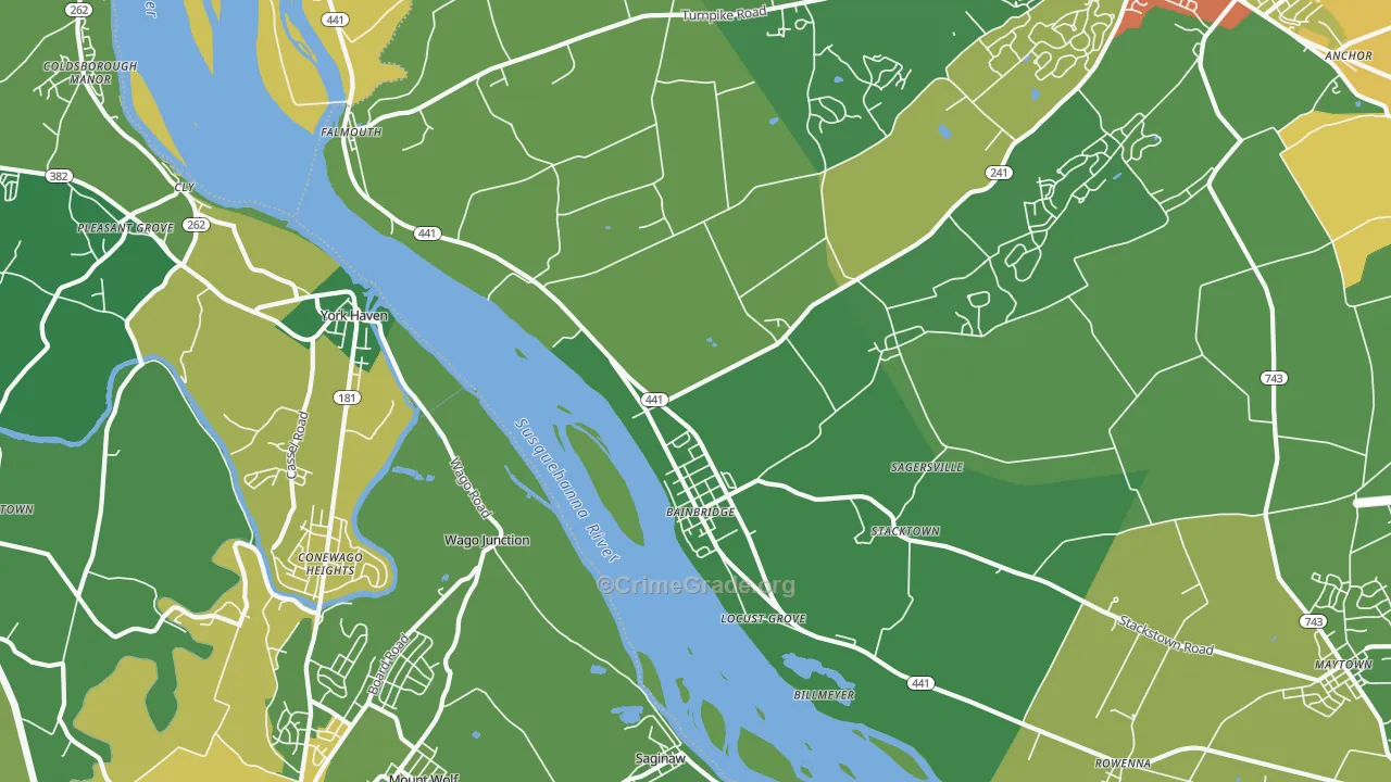 Bainbridge, PA Map of Theft Rates