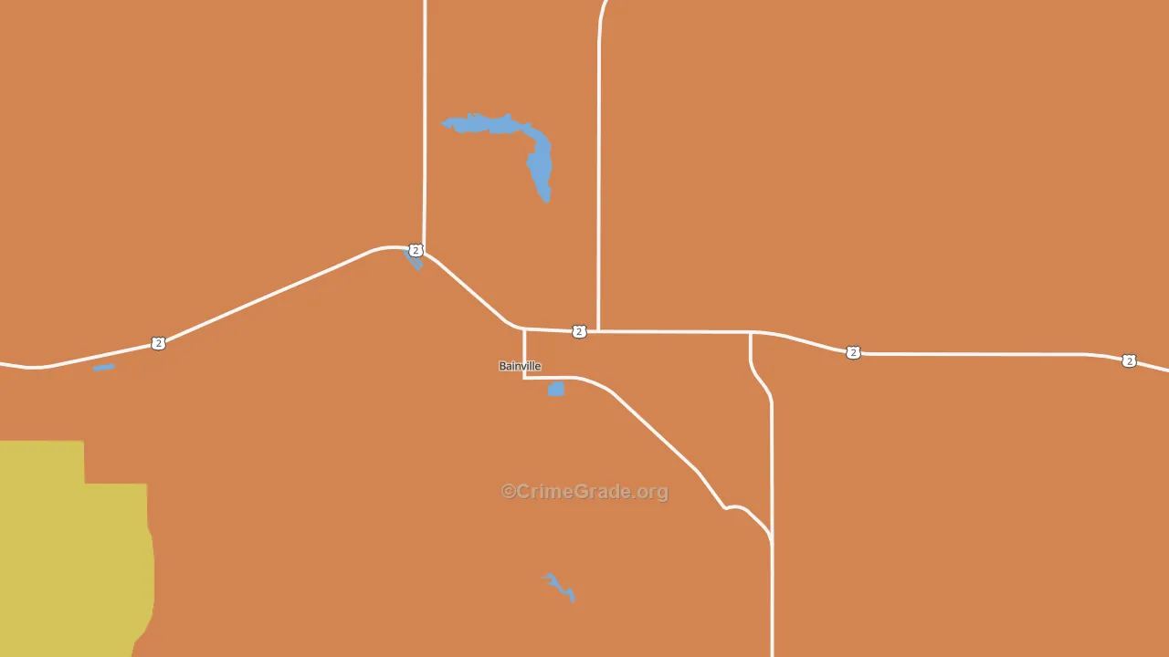 Bainville, MT Map of Theft Rates