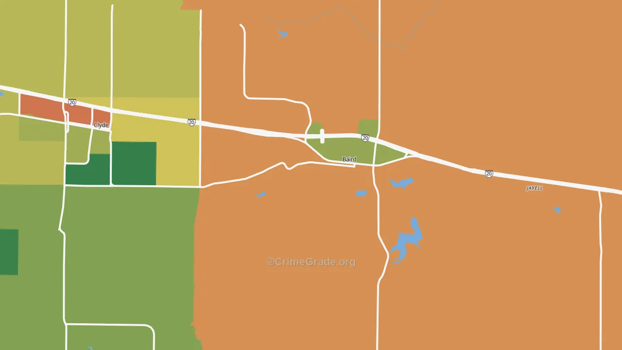Baird, TX Map of Theft Rates
