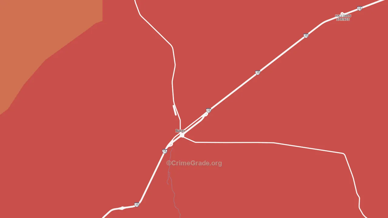 Baker, CA Map of Theft Rates