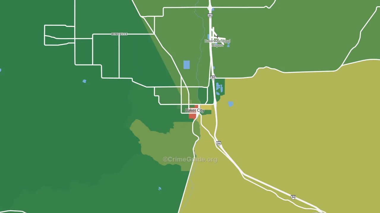Baker City, OR Map of Theft Rates