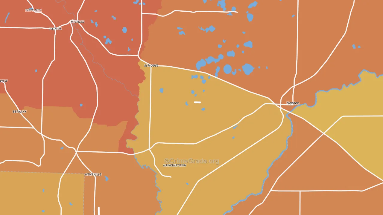 Baker County, GA Map of Theft Rates