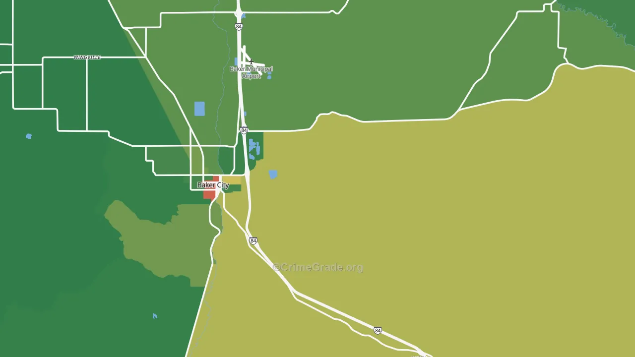 Baker County, OR Map of Theft Rates