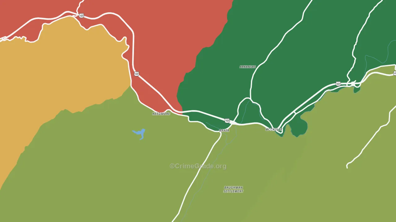 Baker, WV Map of Theft Rates