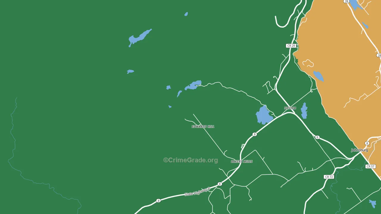 Bakers Mills, NY Map of Theft Rates