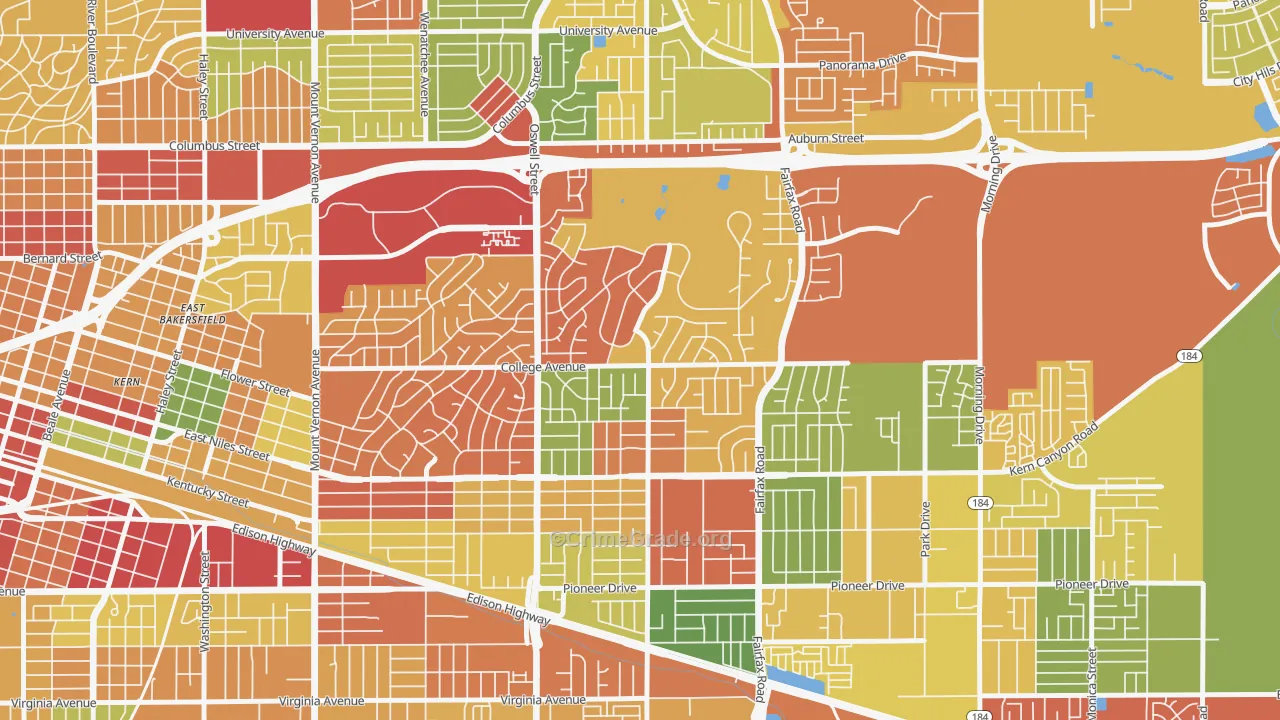Bakersfield Country Club, Bakersfield, CA Map of Theft Rates