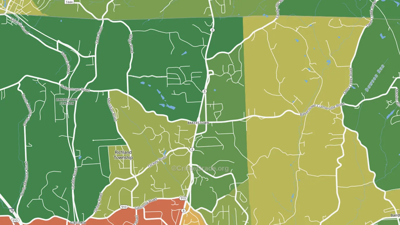 Bakerstown, PA Map of Theft Rates
