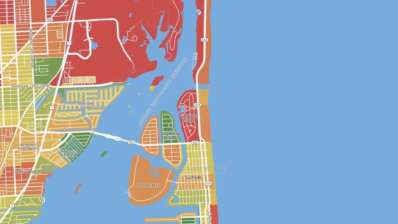 Bal Harbour, FL Map of Theft Rates