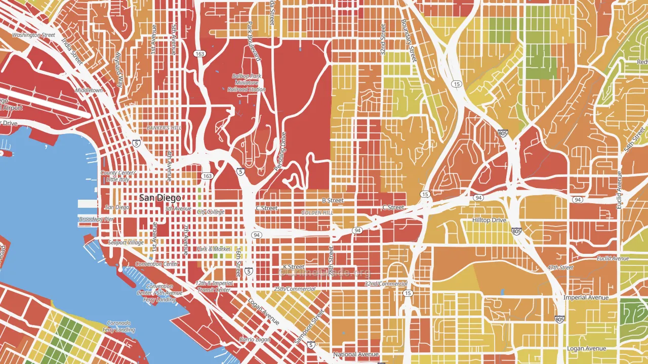 Balboa Park, San Diego, CA Map of Theft Rates