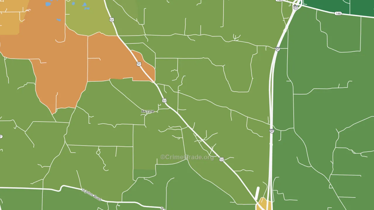 Balcom, IL Map of Theft Rates