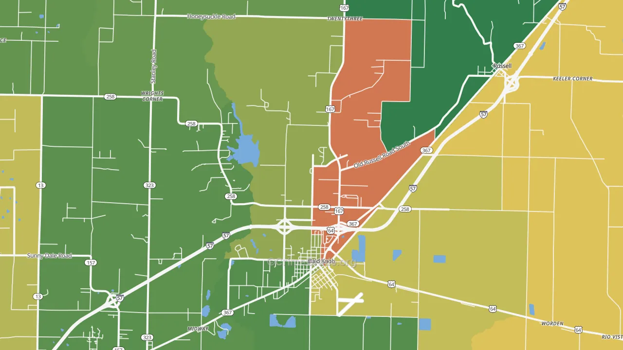 Bald Knob, AR Map of Theft Rates