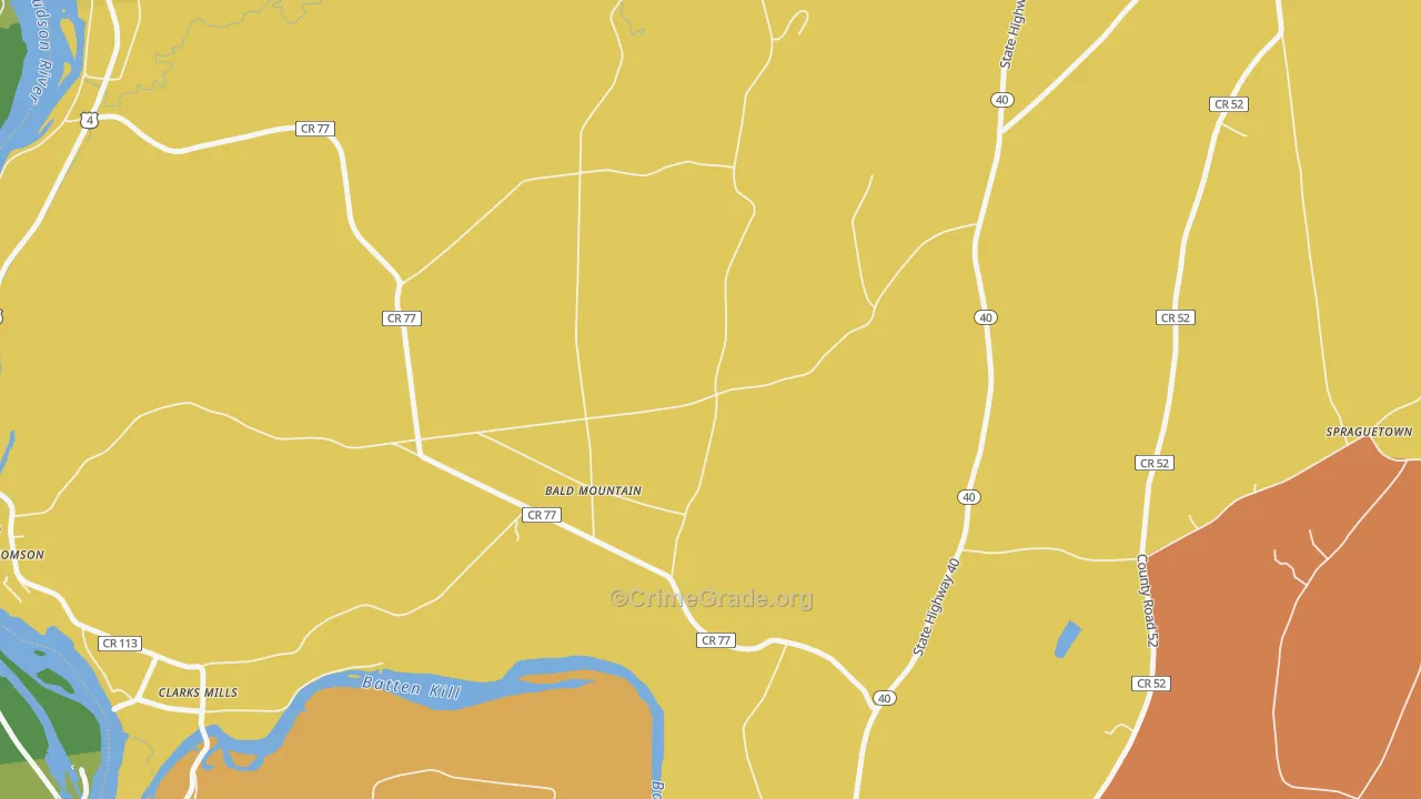 Bald Mountain, NY Map of Theft Rates