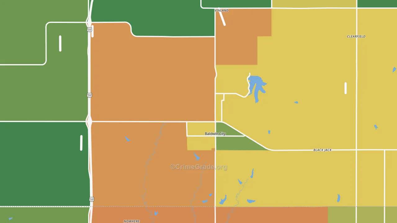 Baldwin City, KS Map of Theft Rates